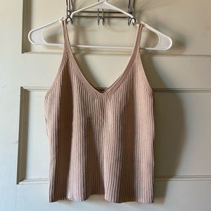 H&M Beige V Neck Knitted Tank Size S